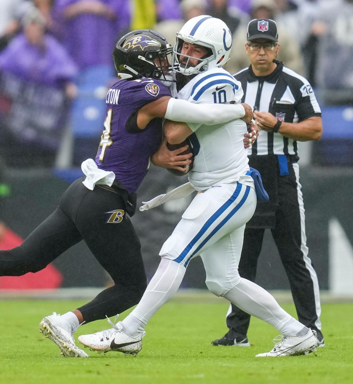 Colts' Gardner Minshew pulls a Dan Orlovsky safety vs. Ravens