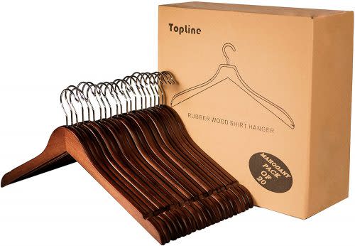 Topline Classic 20 Piece Wood Shirt Hangers