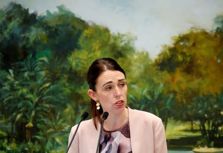 FILE PHOTO: New Zealand's Prime Minister Jacinda Ardern speaks at the Istana in Singapore