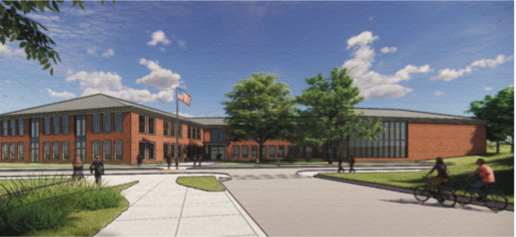 A conceptual rendering shows a possibility of what a new Stevenson Elementary could look like if Grandview Heights voters approve a $69.5 million bond issue in November. Conceptual rendering created by design firm Perkins & Will