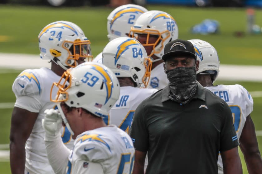 Inglewood, CA, Sunday, September 20, 2020 - Los Angeles Chargers head coach Anthony Lynn.