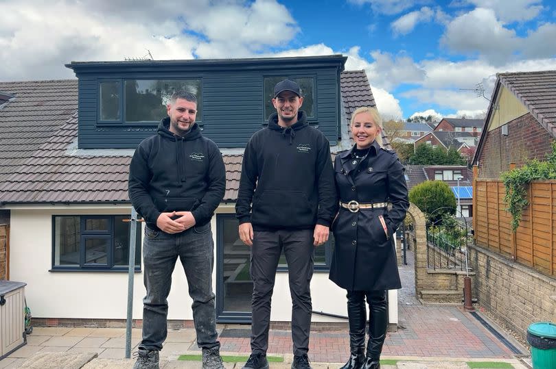 Adam and Josh with their mentor and successful property developer, Liv Cooke -Credit:All Construction Developments UK
