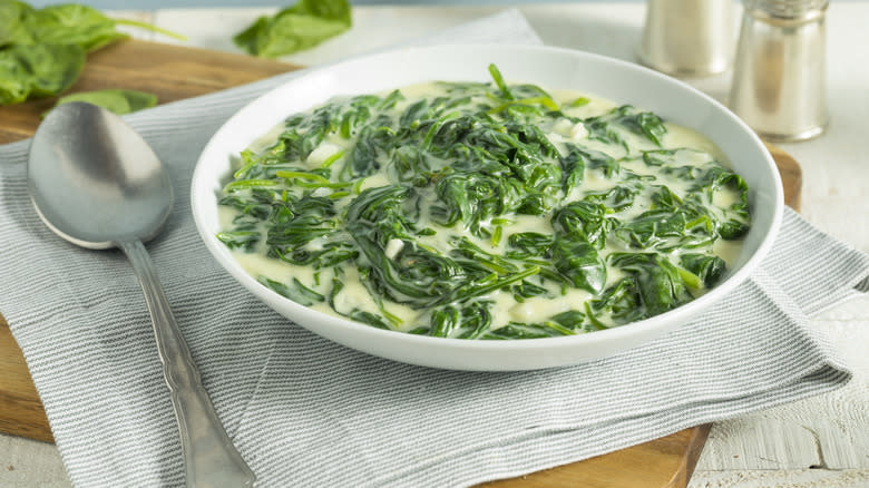 Bowl creamed spinach