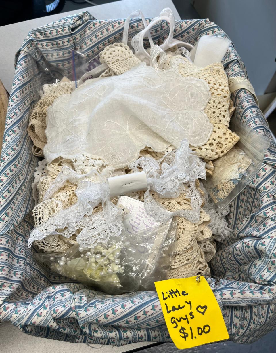 An assortment of lace remnants.