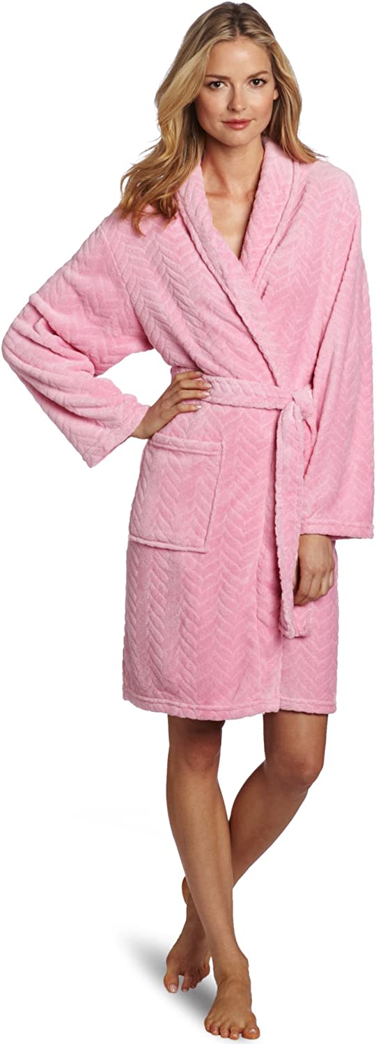 Hotel Spa Collection Herringbone Robe in bright pink
