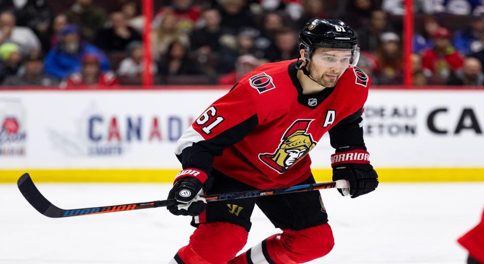 Mark Stone greeted in Vegas after being traded from Senators (Photo by Richard A. Whittaker/Icon Sportswire via Getty Images)