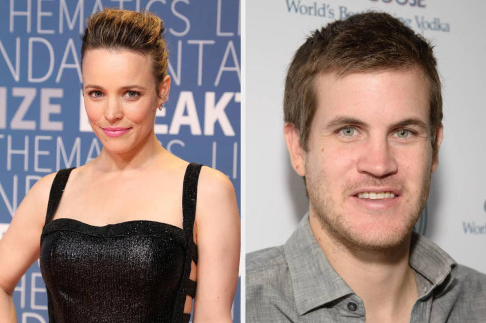 Rachel McAdams poses at the 7th Annual Breakthrough Prize Ceremony on November 4, 2018, Jamie Linden is pictured at the "10 Years" New York Brunch Reunion on September 16, 2012