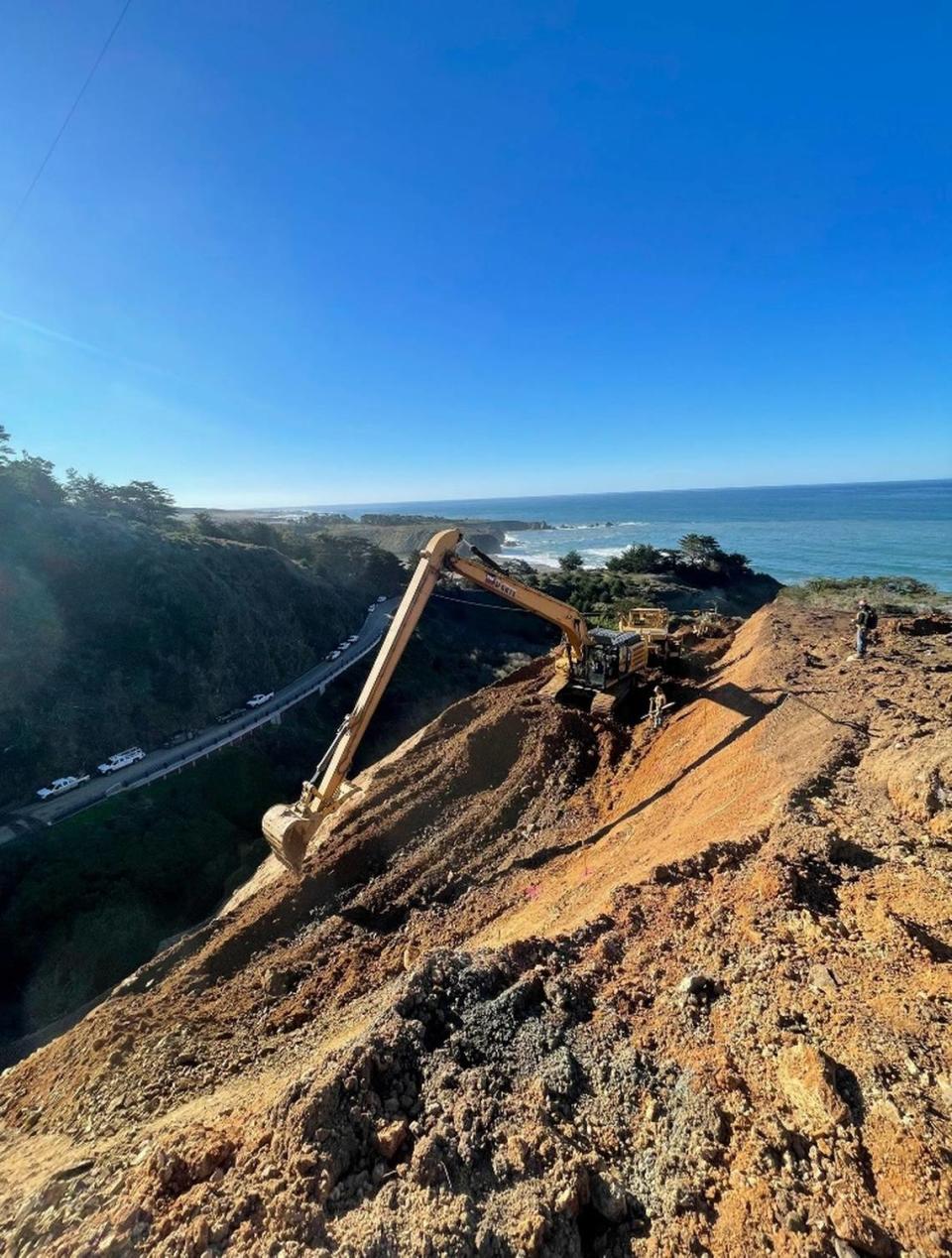 The Polar Star slide, located about a mile south of Ragged Point, is one of three major landslides blocking traffic on Highway 1.