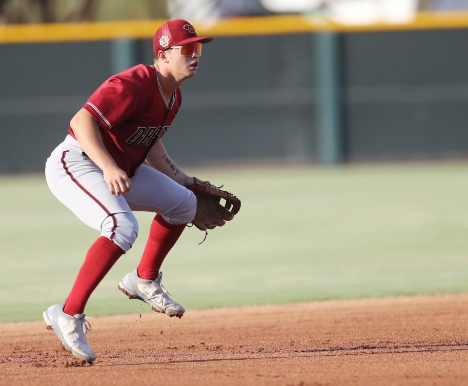 Diamondbacks prospect Tommy Troy practices at Salt River Fields in Scottsdale on July 28, 2023.