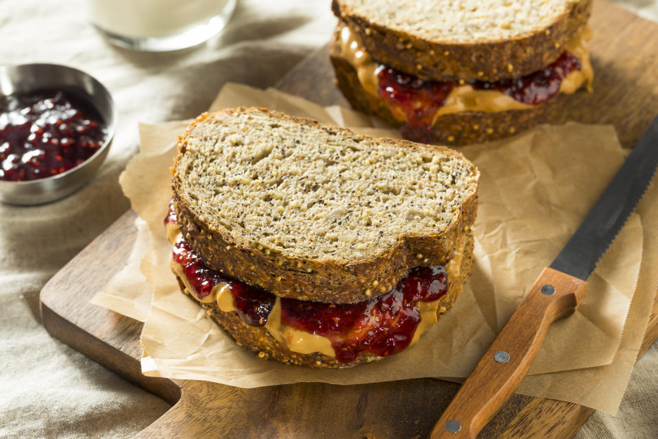 Sweet Homemade Gourmet Peanut Butter and Jelly Sandwich for Lunch