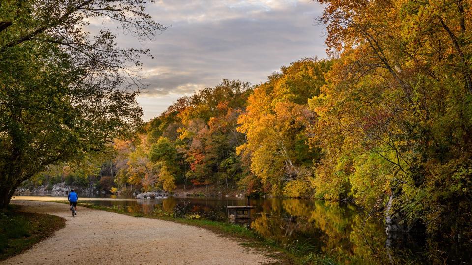 Potomac Maryland, USA - October 22: A sunset scene at the C&O Canal National Historical Park in Potomac, Maryland; on October 22, 2015 - Image.