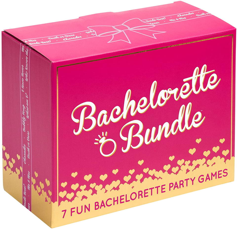 <p><a href="https://go.redirectingat.com?id=74968X1596630&url=https%3A%2F%2Fwww.walmart.com%2Fip%2FBachelorette-Bundle-7-Fun-Bachelorette-Party-Games-from-That-s-What-She-Said-Game-Ages-17%2F660720774&sref=https%3A%2F%2Fwww.womenshealthmag.com%2Frelationships%2Fg36891611%2Fbachelorette-party-games%2F" rel="nofollow noopener" target="_blank" data-ylk="slk:Shop Now;elm:context_link;itc:0;sec:content-canvas" class="link ">Shop Now</a></p><p>Bachelorette Bundle</p><p>walmart.com</p><p>$48.98</p>