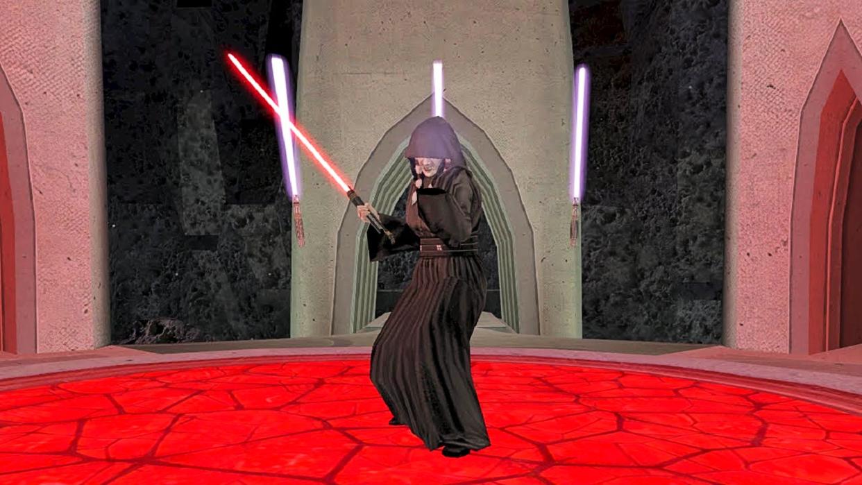  The villain of KOTOR 2 stands before you with 4 lightsabers. 