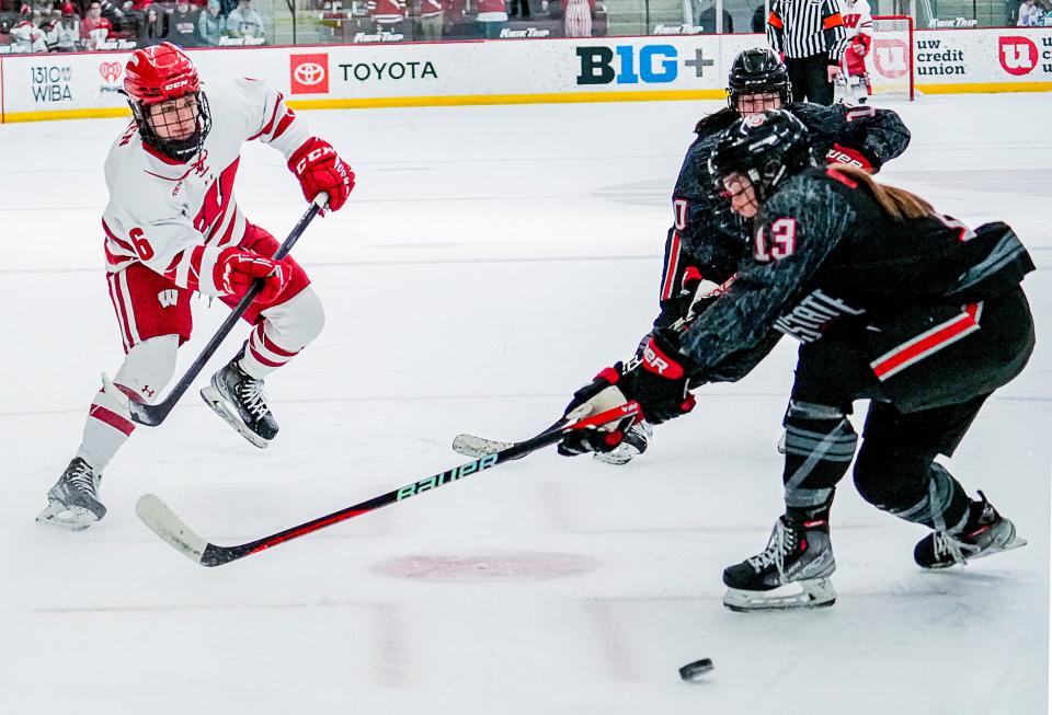 Wisconsin forward Lacey Eden ranks second on the team in scoring this with 17 goals and 23 assists.