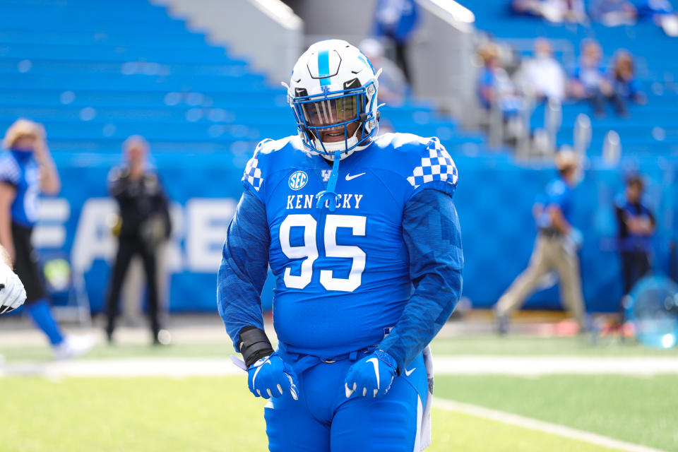 Kentucky NT Quinton Bohanna takes up a lot of space in the middle. (Photo by UK Athletics/Collegiate Images/Getty Images)