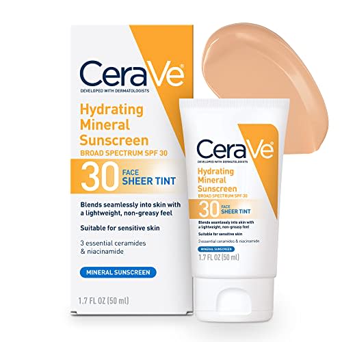 CeraVe Tinted Sunscreen with SPF 30 | Hydrating Mineral Sunscreen With Zinc Oxide & Titanium Dioxide | Sheer Tint for Healthy Glow | 1.7 Fluid Ounce (AMAZON)