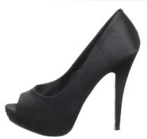 Black satin peep toes, $89.95.