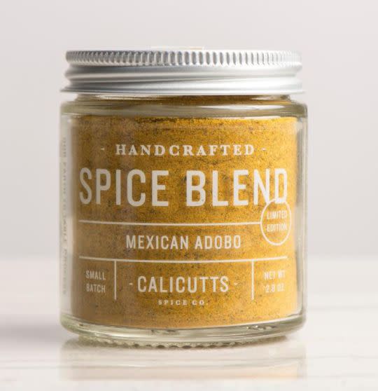 <a href="https://fave.co/303H3Sg" target="_blank" rel="noopener noreferrer">Calicutts Spice Co</a>. is a Pennsylvania-based spice shop specializes in handcrafted, small-batch spices. It carries a Mexican Adobo Spice Blend made with natural, gluten-free ingredients. <br /><br />You can purchase <a href="https://fave.co/303H3Sg" target="_blank" rel="noopener noreferrer">Calicutts Spice Co. Mexican Adobo Spice Blend</a> directly from their site or on <a href="https://fave.co/303H3Sg" target="_blank" rel="noopener noreferrer">Etsy</a>.