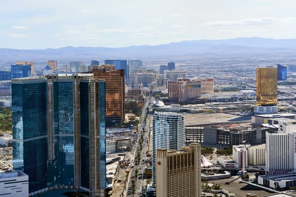 Las Vegas Strip viewed from the north end.