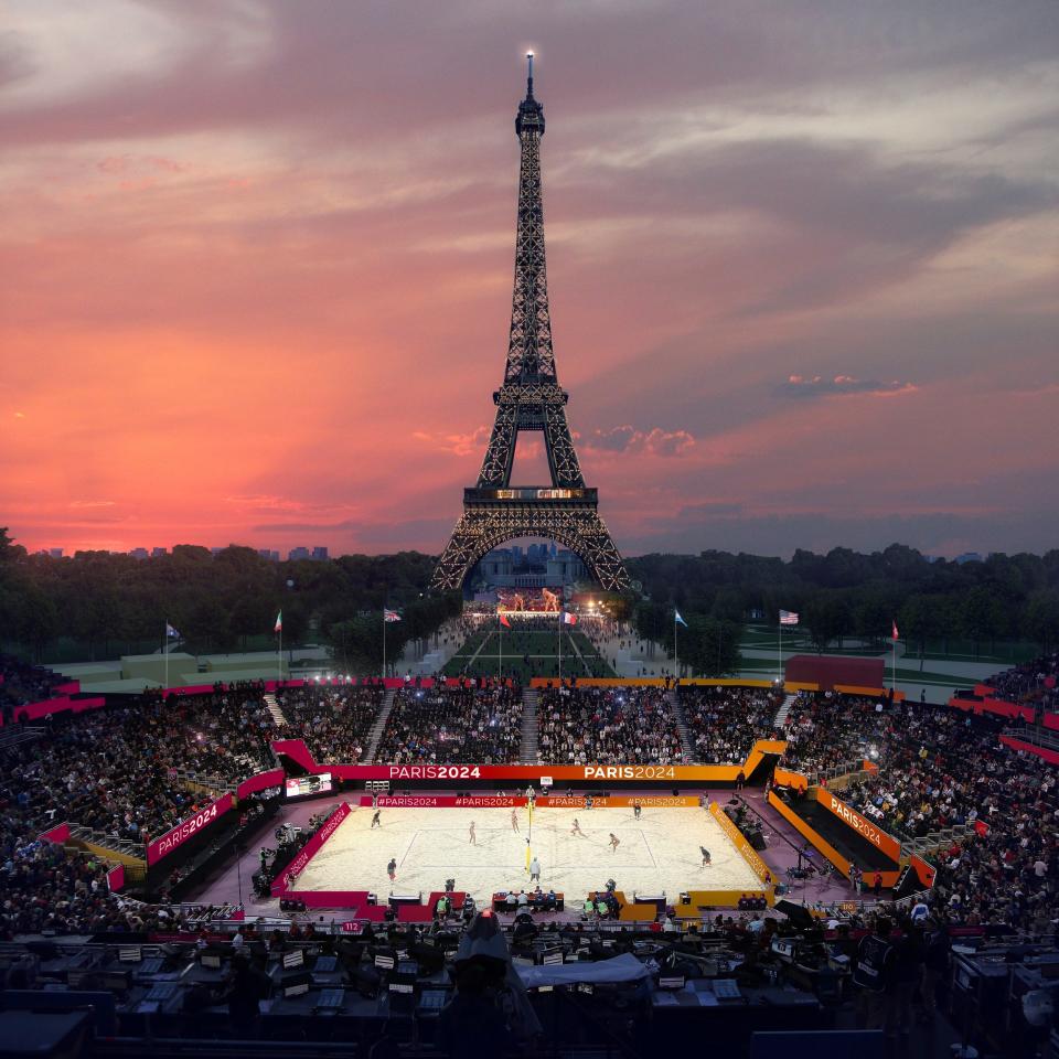 Paris 2024 Summer Olympic Games Eiffel Tower beach volleyball