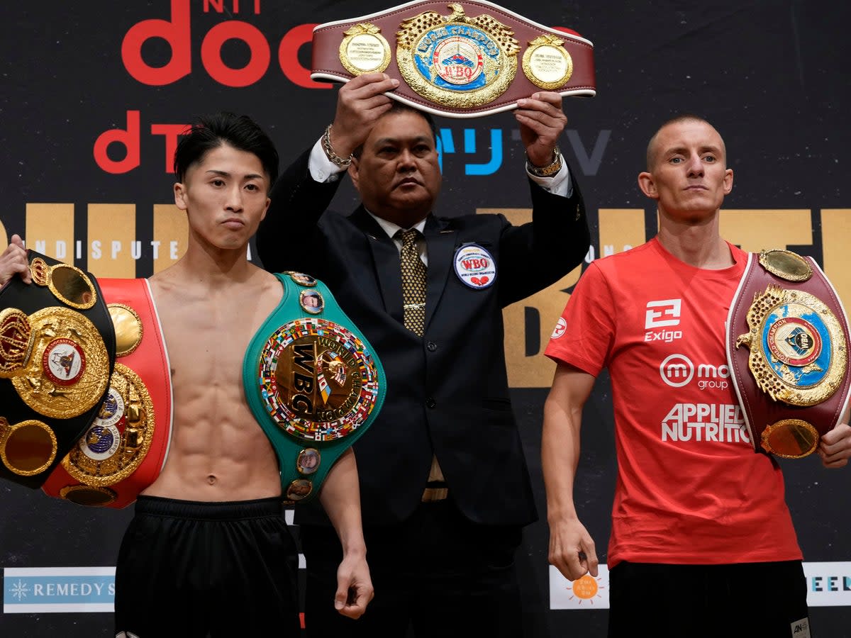 Naoya Inoue (left) and Paul Butler clash for undisputed status at bantamweight (AP)