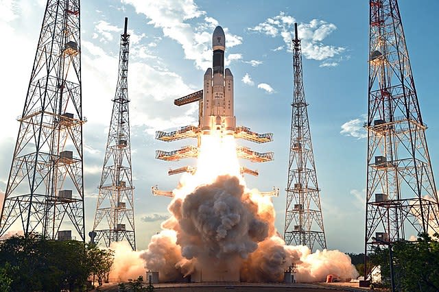 Geosynchronous Satellite Launch Vehicle Mark III is intended as a launch vehicle for crewed missions under the Indian Human Spaceflight Programme. Image credit: By Indian Space Research Organisation, Department of Space, Government of India - https://www.isro.gov.in/gslv-mk-iii-d1-gsat-19-mission/gslv-mk-iii-d1-gsat-19-mission-gallery, direct link, GODL-India, https://commons.wikimedia.org/w/index.php?curid=72037376