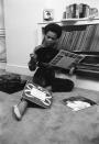 <p>The singer spends an evening organizing and listening to her record collection in her Los Angeles home in 1957. </p>