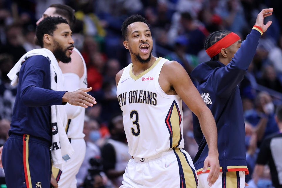 CJ McCollum has been hot lately and he should put up points on Friday's NBA slate. (Photo by Jonathan Bachman/Getty Images)