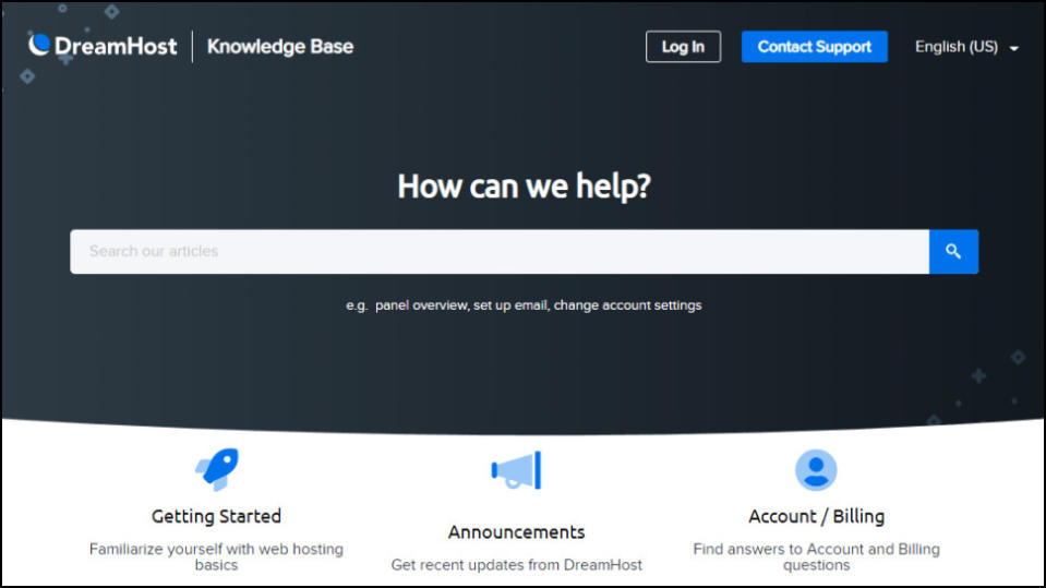 DreamHost support page