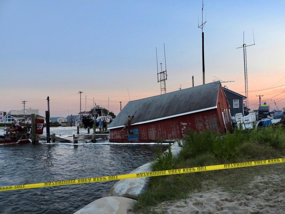 Frenchie's Bait & Tackle, a Bowers Beach icon, slid into the Murderkill River on Monday night.