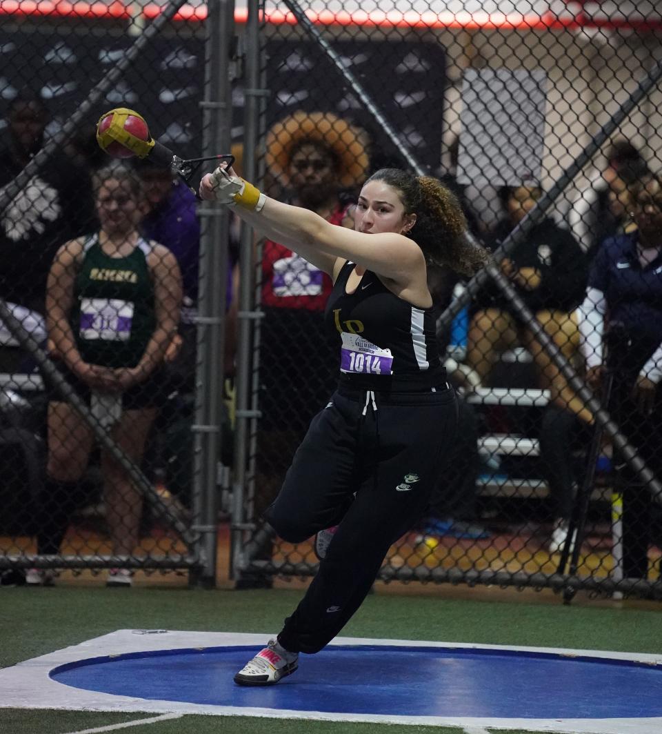 Lakeland-Panas' Hannah Arbid throws in The JAMBAR Coaches Hall of Fame Invitational at Armory Track & Field Center in New York on Saturday, Dec 16, 2023.