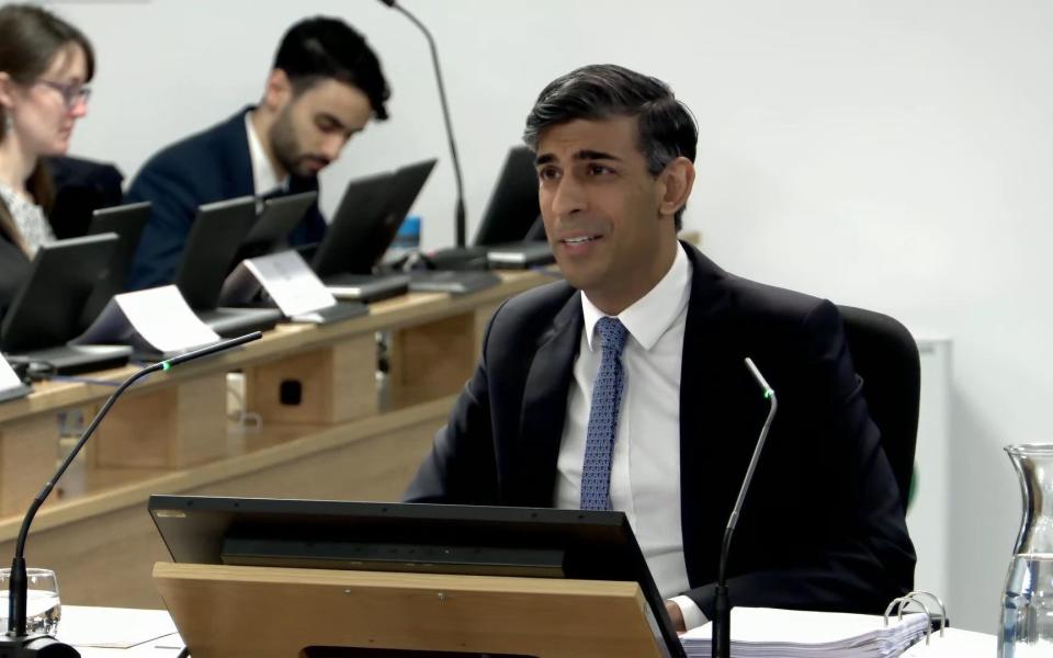 Rishi Sunak giving evidence at Dorland House in London