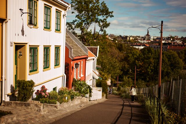 <p>Øivind Haug</p> Telthusbakken, a street with well-preserved centuries-old houses.
