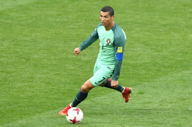 Portugal's forward Cristiano Ronaldo controls the ball during the 2017 Confederations Cup group A football match against Russia June 21, 2017