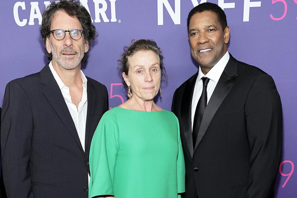 Joel Coen, Frances McDormand, and Denzel Washington attend the opening night screening of The Tragedy Of Macbeth during the 59th New York Film Festival at Alice Tully Hall, Lincoln Center on September 24, 2021 in New York City.