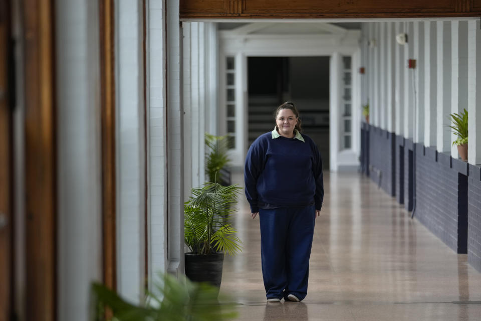 Heather Jarvis is photographed at the Ohio Reformatory for Women in Marysville, Ohio, Thursday, Oct. 19, 2023. Jarvis is part of the fastest-growing prison population in the country, one of more than 190,000 women held in some form of confinement in the United States as of this year. Their numbers grew by more than 500% between 1980 and 2021. (AP Photo/Carolyn Kaster)