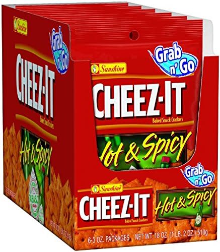Cheez‑It Hot and Spicy Baked Snack Crackers, 6 - 3.0 oz packages