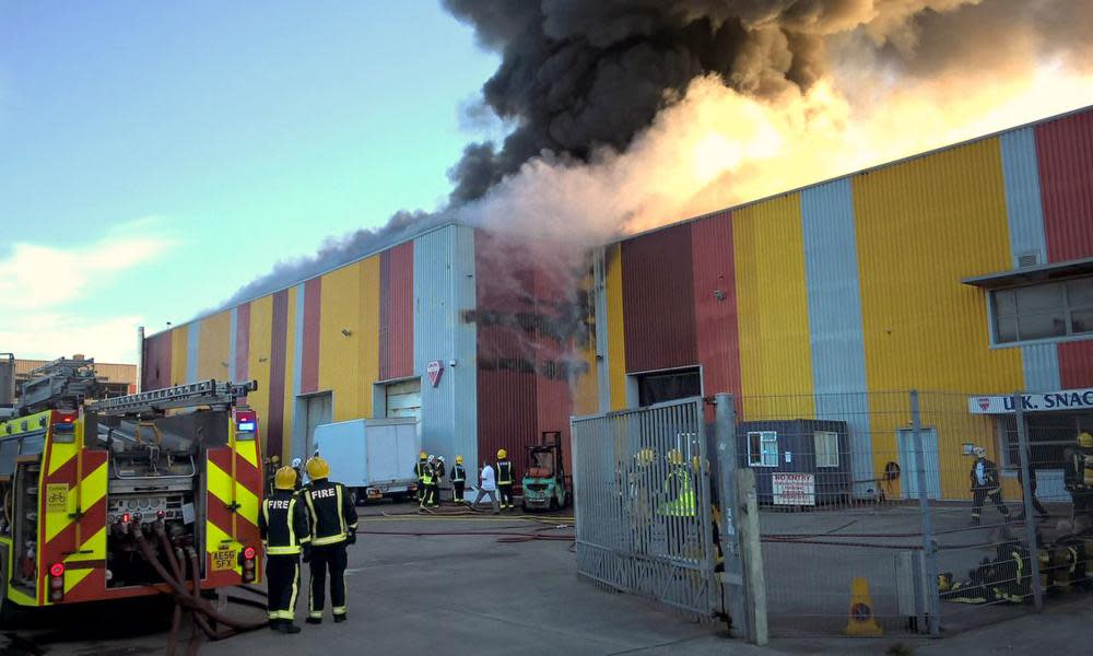 The fire at the food factory in Leyton, east London