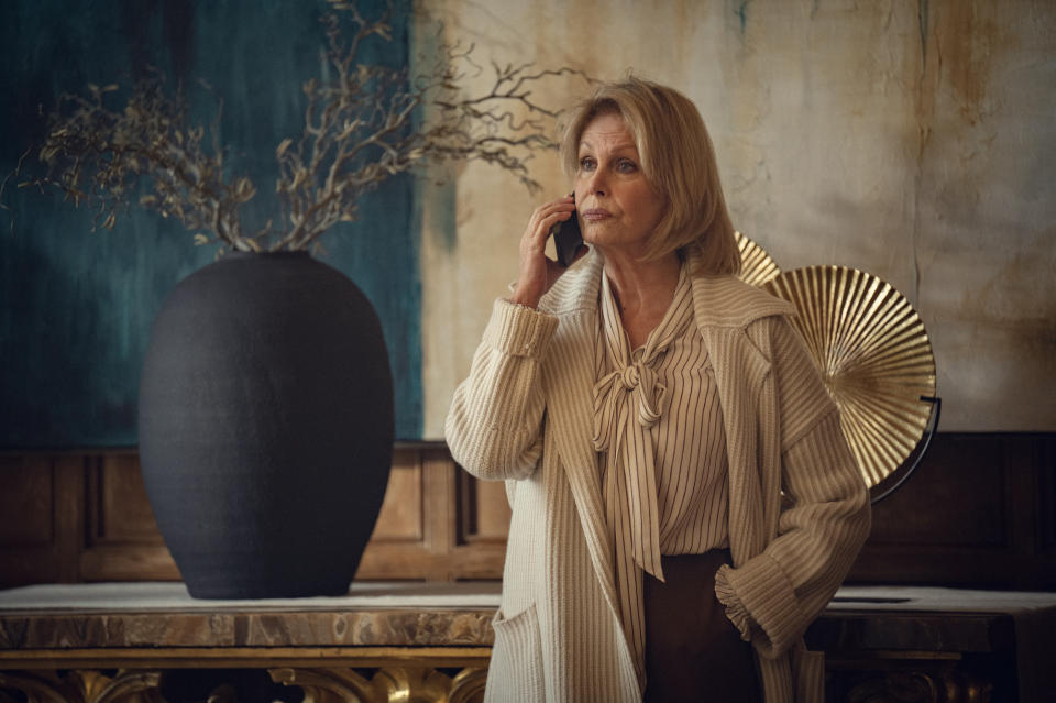 Joanna Lumley as Maya's mother in law Judith Burkett in Fool Me Once.