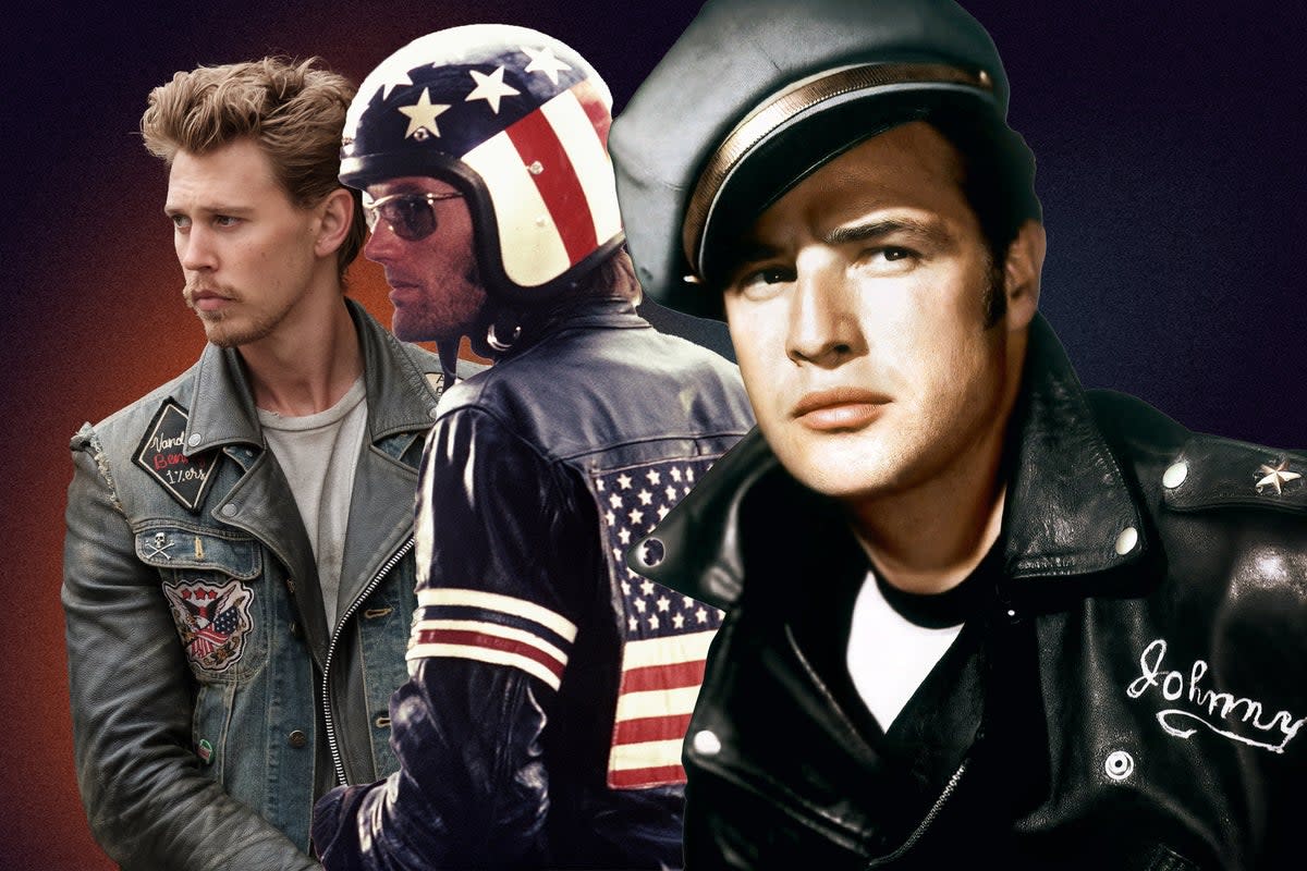 Cool riders: Austin Butler in ‘The Bikeriders’, Peter Fonda in ‘Easy Rider’, and Marlon Brando in ‘The Wild One’  (Universal/Shutterstock/iStock)