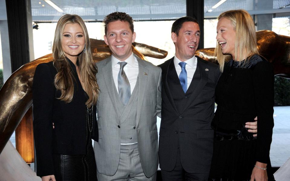 Nick and Christian Candy, with their wives Holly and Emily - Rex Features