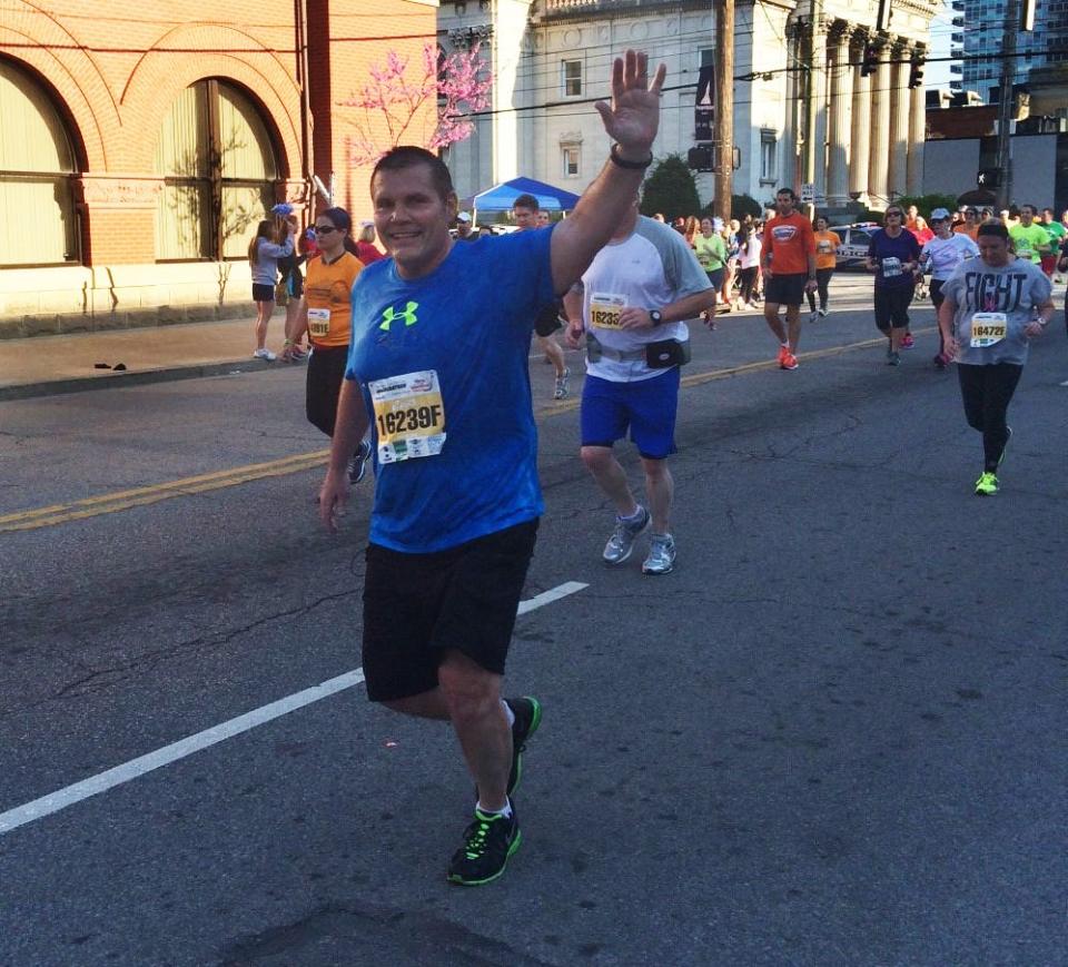 John Holland, 55 of Fern Creek, finished the Kentucky Derby Festival miniMarathon on Saturday with a time of three hours and seven minutes. This year was Holland's 40th consecutive year running the race, and he ran it just months after having heart surgery. April 19, 2014