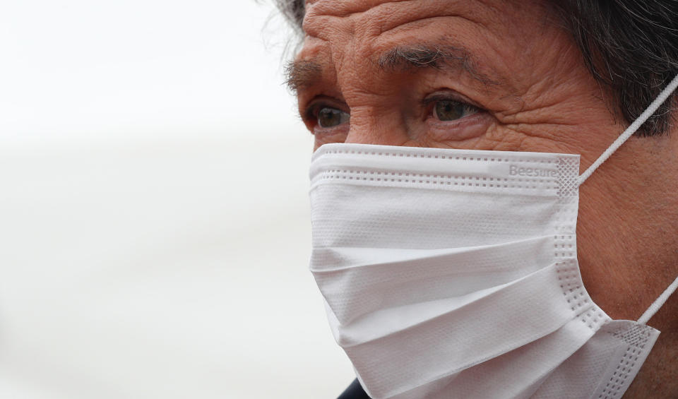 Christian Estrosi , mayor of Nice stands in front of temporary " consultation center " for patients potentially contaminated with the COVID-19 (novel coronavirus) in the French Riviera city of Nice, on April 1, 2020, on the sixteenth day of a lockdown aimed at curbing the spread of the COVID-19 (novel coronavirus). (Photo by VALERY HACHE / AFP) (Photo by VALERY HACHE/AFP via Getty Images)