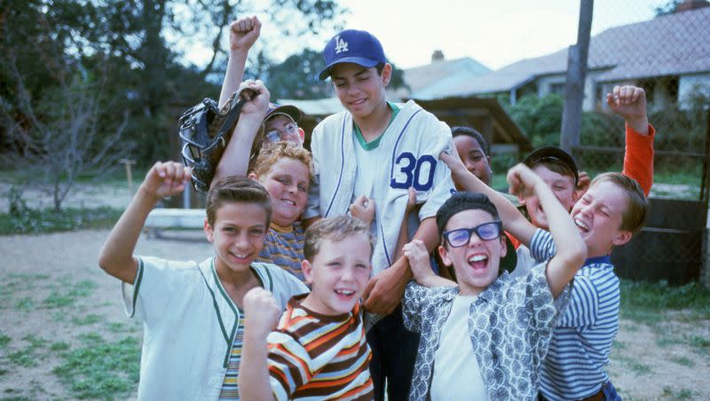 Marty York, Patrick Renna, Shane Obedzinski, Grant Gelt, Mike Vitar, Chauncey Leopardi, Brandon Adams, Victor DiMattia and Tom Guiry in “The Sandlot.”