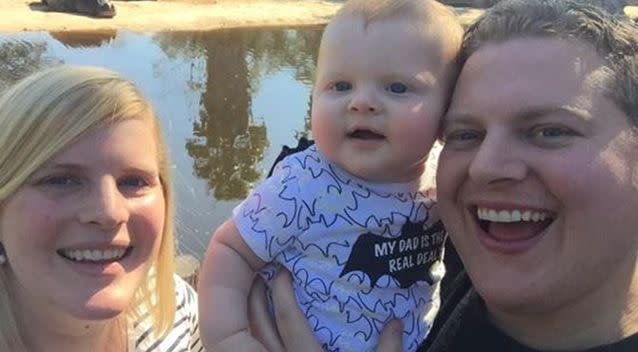 Young Victorian father Ben Ihlow, seen here with his wife Samantha and son Andrew, died of the flu on Sunday. Source: 7 News