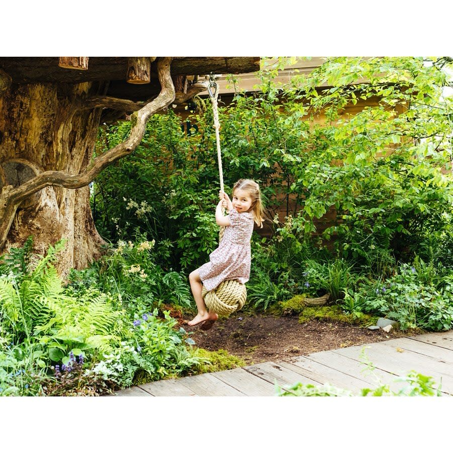 Princess Charlotte at the Back to Nature Garden at the Chelsea Flower Show, May 2019