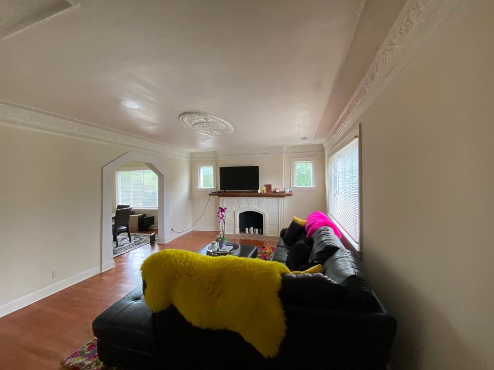 renovated living room at a detroit land bank authority house