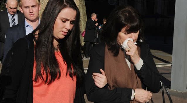 Stuart's sister Madeleine Kelly cried as she said goodbye to her youngest brother, while her mother appealed to the community for support. Source: AAP