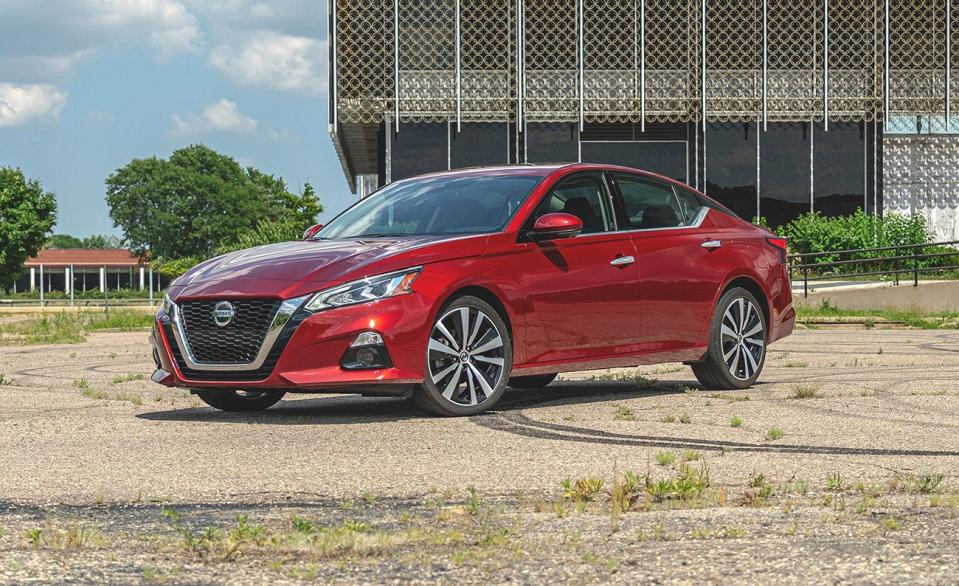 <p>The <a href="https://www.caranddriver.com/nissan/altima" rel="nofollow noopener" target="_blank" data-ylk="slk:Nissan Altima;elm:context_link;itc:0;sec:content-canvas" class="link ">Nissan Altima</a> has a lot to offer. For those interested in a little more pep, we recommend the <a href="https://www.caranddriver.com/features/a24434937/nissan-new-vc-t-engine-fuel-economy/" rel="nofollow noopener" target="_blank" data-ylk="slk:uniquely turbocharged SR model;elm:context_link;itc:0;sec:content-canvas" class="link ">uniquely turbocharged SR model</a>. More frugal buyers may be impressed by the 41 mpg the all-wheel drive Altima returned in our real-world fuel-economy testing. We certainly were. The cheapest member of the lineup is the S trim level, which starts at $25,225. At the top of the range sits the Platinum model which has a larger infotainment screen, bigger wheels, and a leather interior. It's no longer available with the VC-Turbo engine and still starts around the $35,000 mark. Every Altima model, save for the S, comes with an 8.0-inch touchscreen, Apple CarPlay and Android Auto, and optional navigation.</p><ul><li>Base price: $25,675</li><li>Trunk space: 15 cubic feet</li><li>EPA combined fuel economy: 32/28/39 mpg (FWD) 30/26/36 (AWD)</li></ul>