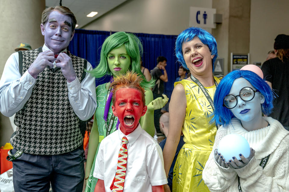 <p>Cosplayers dressed as <i>Inside Out</i> at Comic-Con International on July 20, 2018, in San Diego. (Photo: Christy Radecic/Invision/AP) </p>